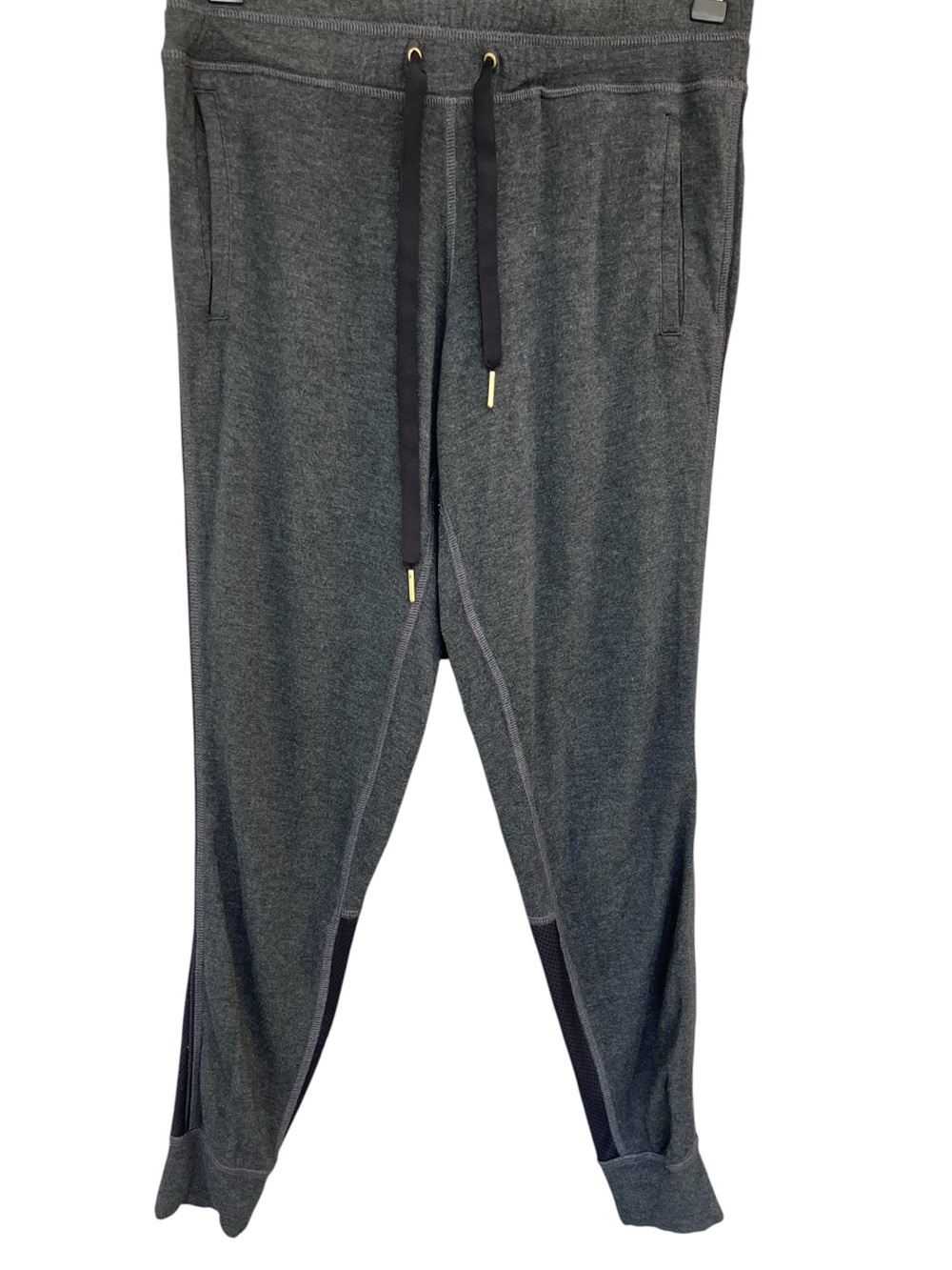 ALALA Black Gray Mesh Panel Drawstring Waist Full Length Jogger Pants Small